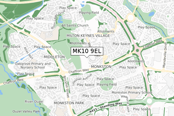 MK10 9EL map - small scale - OS Open Zoomstack (Ordnance Survey)