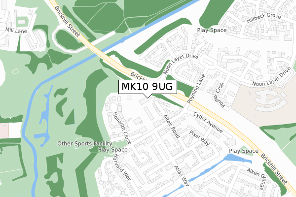 MK10 9UG map - large scale - OS Open Zoomstack (Ordnance Survey)