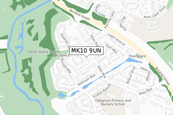 MK10 9UN map - large scale - OS Open Zoomstack (Ordnance Survey)