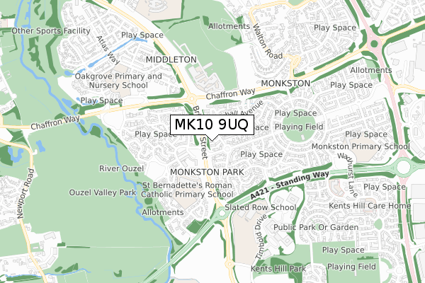MK10 9UQ map - small scale - OS Open Zoomstack (Ordnance Survey)