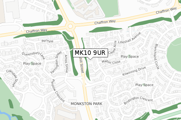 MK10 9UR map - large scale - OS Open Zoomstack (Ordnance Survey)