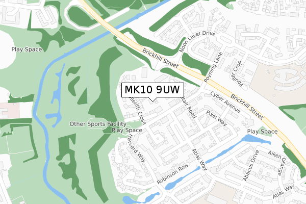 MK10 9UW map - large scale - OS Open Zoomstack (Ordnance Survey)