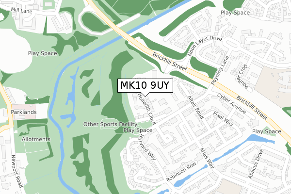 MK10 9UY map - large scale - OS Open Zoomstack (Ordnance Survey)