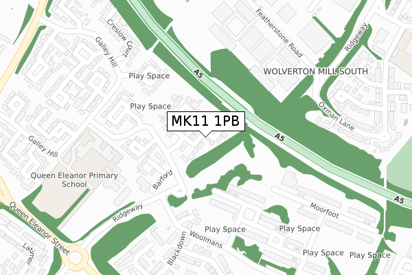 MK11 1PB map - large scale - OS Open Zoomstack (Ordnance Survey)