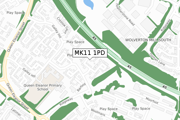 MK11 1PD map - large scale - OS Open Zoomstack (Ordnance Survey)