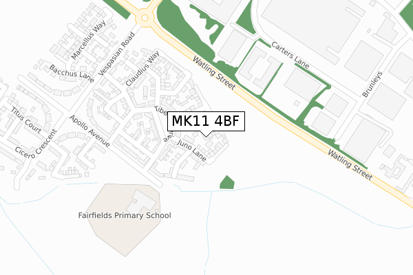 MK11 4BF map - large scale - OS Open Zoomstack (Ordnance Survey)