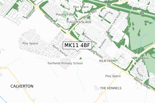 MK11 4BF map - small scale - OS Open Zoomstack (Ordnance Survey)