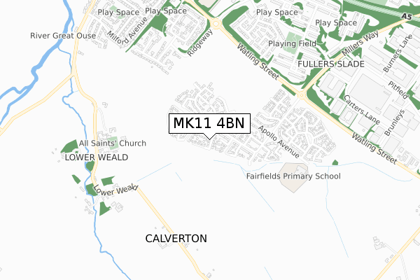 MK11 4BN map - small scale - OS Open Zoomstack (Ordnance Survey)