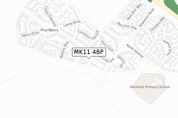 MK11 4BP map - large scale - OS Open Zoomstack (Ordnance Survey)