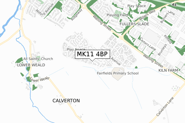 MK11 4BP map - small scale - OS Open Zoomstack (Ordnance Survey)