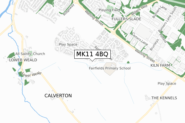 MK11 4BQ map - small scale - OS Open Zoomstack (Ordnance Survey)