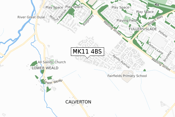 MK11 4BS map - small scale - OS Open Zoomstack (Ordnance Survey)