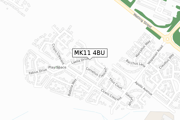 MK11 4BU map - large scale - OS Open Zoomstack (Ordnance Survey)