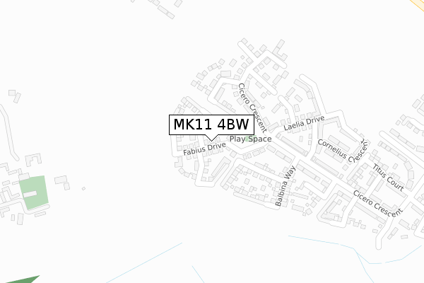 MK11 4BW map - large scale - OS Open Zoomstack (Ordnance Survey)