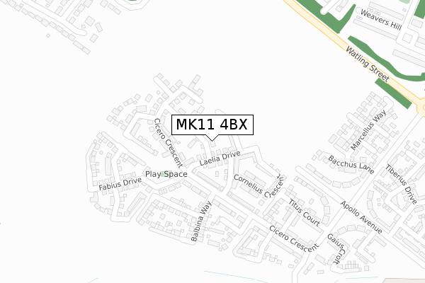 MK11 4BX map - large scale - OS Open Zoomstack (Ordnance Survey)