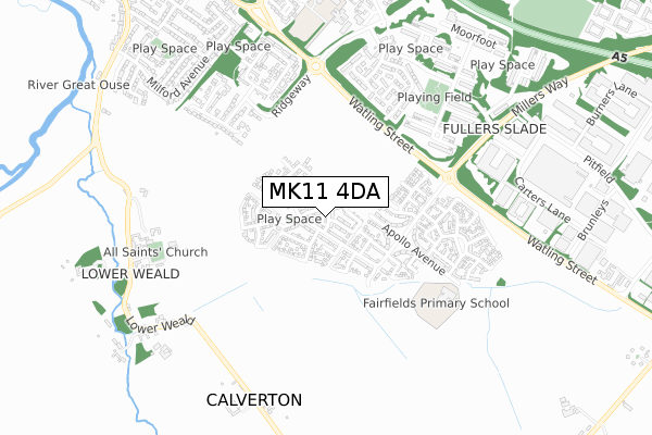 MK11 4DA map - small scale - OS Open Zoomstack (Ordnance Survey)