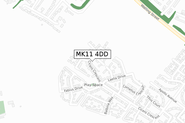 MK11 4DD map - large scale - OS Open Zoomstack (Ordnance Survey)