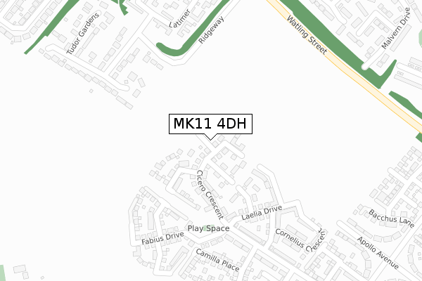 MK11 4DH map - large scale - OS Open Zoomstack (Ordnance Survey)