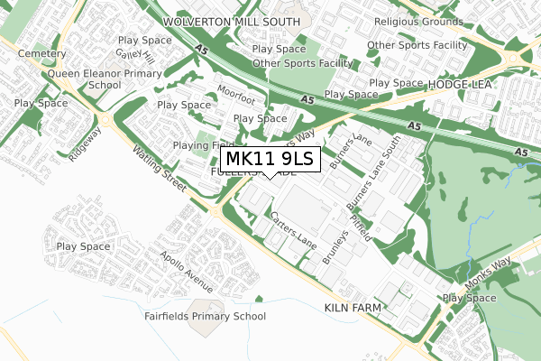 MK11 9LS map - small scale - OS Open Zoomstack (Ordnance Survey)