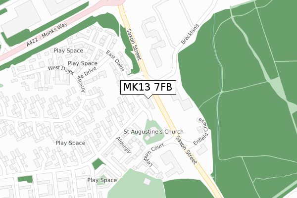 MK13 7FB map - large scale - OS Open Zoomstack (Ordnance Survey)