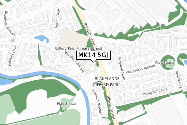 MK14 5GJ map - large scale - OS Open Zoomstack (Ordnance Survey)