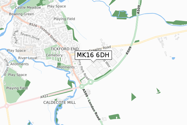 MK16 6DH map - small scale - OS Open Zoomstack (Ordnance Survey)