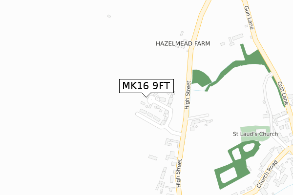 MK16 9FT map - large scale - OS Open Zoomstack (Ordnance Survey)