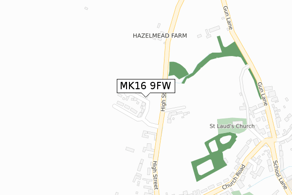 MK16 9FW map - large scale - OS Open Zoomstack (Ordnance Survey)