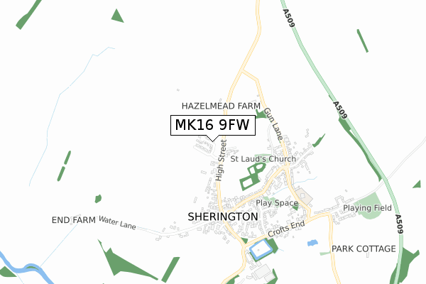 MK16 9FW map - small scale - OS Open Zoomstack (Ordnance Survey)