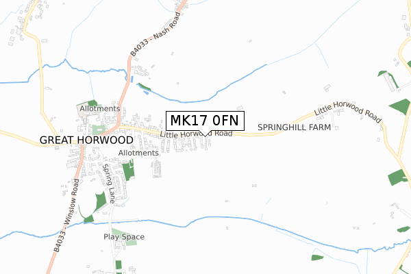 MK17 0FN map - small scale - OS Open Zoomstack (Ordnance Survey)