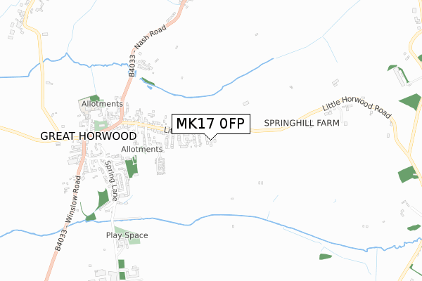 MK17 0FP map - small scale - OS Open Zoomstack (Ordnance Survey)