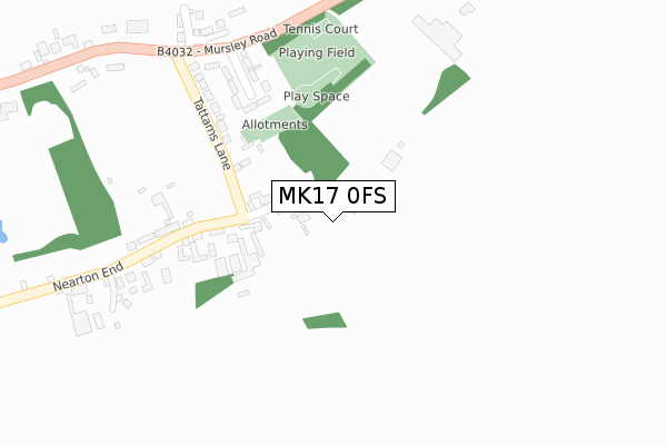 MK17 0FS map - large scale - OS Open Zoomstack (Ordnance Survey)