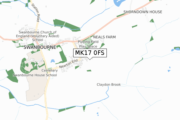 MK17 0FS map - small scale - OS Open Zoomstack (Ordnance Survey)