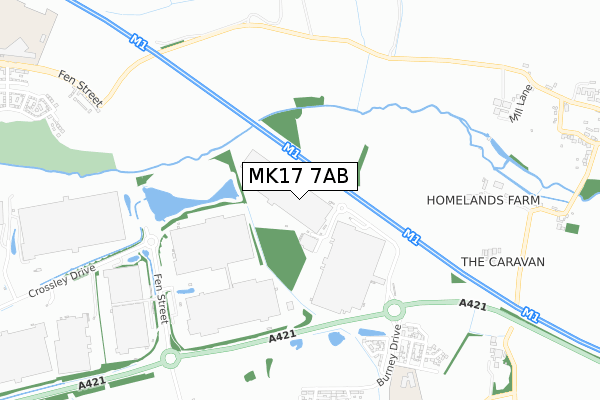 MK17 7AB map - small scale - OS Open Zoomstack (Ordnance Survey)