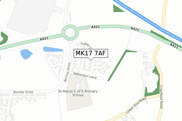 MK17 7AF map - large scale - OS Open Zoomstack (Ordnance Survey)