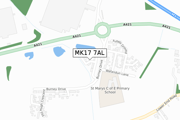 MK17 7AL map - large scale - OS Open Zoomstack (Ordnance Survey)