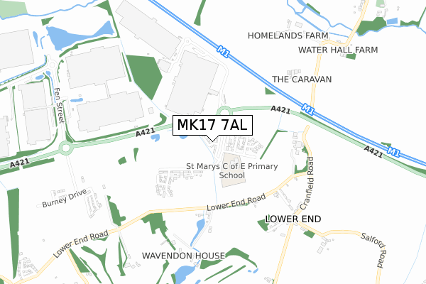 MK17 7AL map - small scale - OS Open Zoomstack (Ordnance Survey)