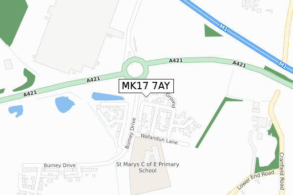 MK17 7AY map - large scale - OS Open Zoomstack (Ordnance Survey)