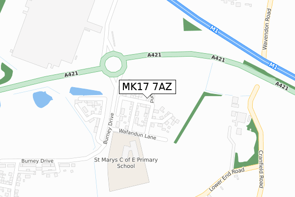 MK17 7AZ map - large scale - OS Open Zoomstack (Ordnance Survey)