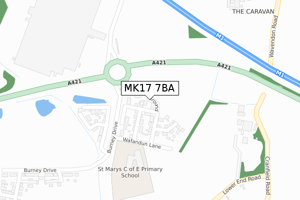 MK17 7BA map - large scale - OS Open Zoomstack (Ordnance Survey)