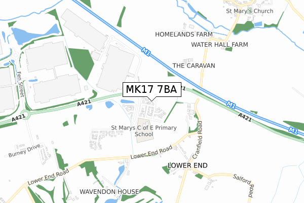 MK17 7BA map - small scale - OS Open Zoomstack (Ordnance Survey)