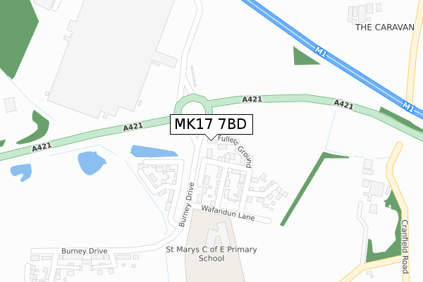 MK17 7BD map - large scale - OS Open Zoomstack (Ordnance Survey)