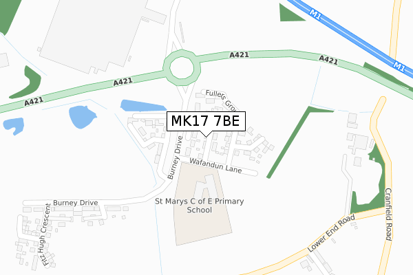 MK17 7BE map - large scale - OS Open Zoomstack (Ordnance Survey)