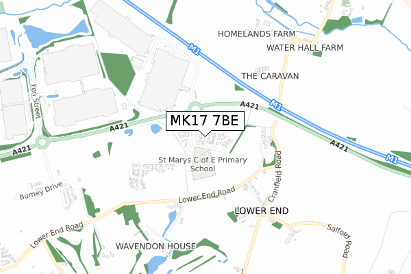 MK17 7BE map - small scale - OS Open Zoomstack (Ordnance Survey)