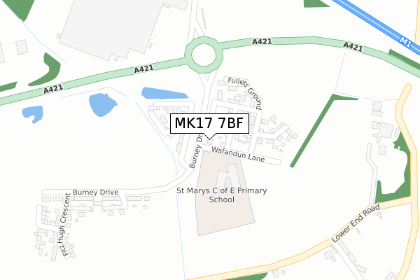 MK17 7BF map - large scale - OS Open Zoomstack (Ordnance Survey)