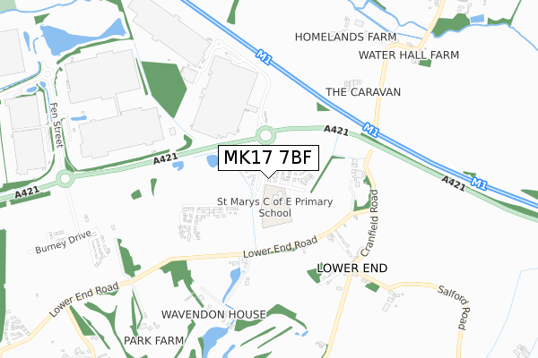 MK17 7BF map - small scale - OS Open Zoomstack (Ordnance Survey)