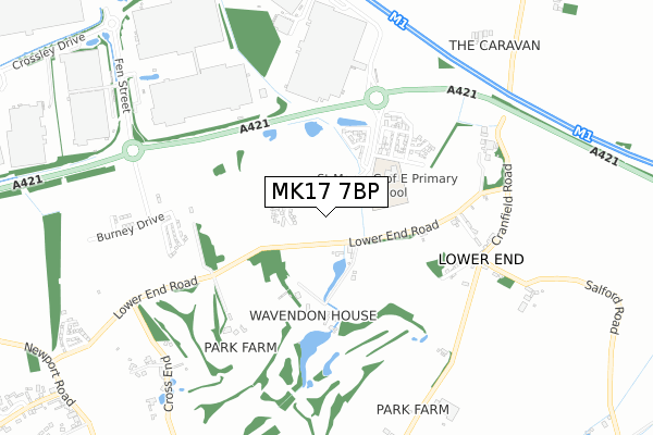 MK17 7BP map - small scale - OS Open Zoomstack (Ordnance Survey)