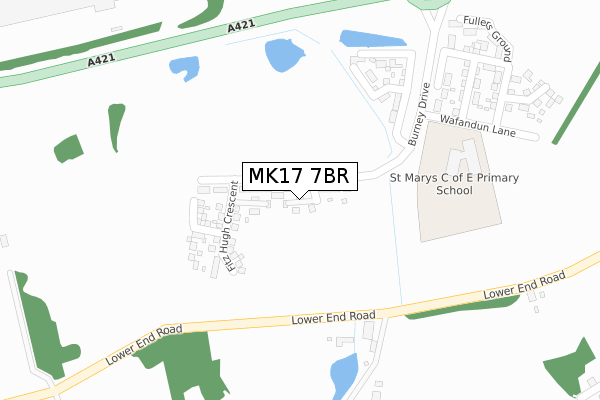 MK17 7BR map - large scale - OS Open Zoomstack (Ordnance Survey)