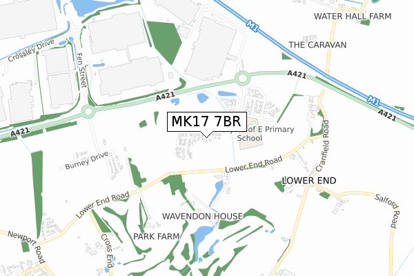 MK17 7BR map - small scale - OS Open Zoomstack (Ordnance Survey)