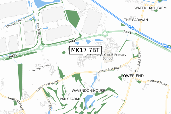 MK17 7BT map - small scale - OS Open Zoomstack (Ordnance Survey)